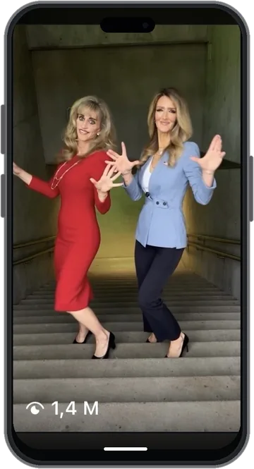 Phone showing the Scrambled Thriller dance reel, 1.4M views